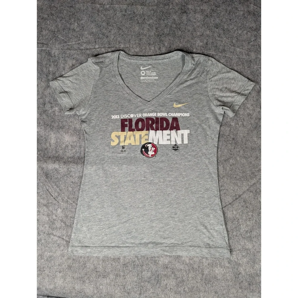 Nike Florida State Seminoles 2013 Orange Bowl Champions V Neck T Shirt‎ Womens M